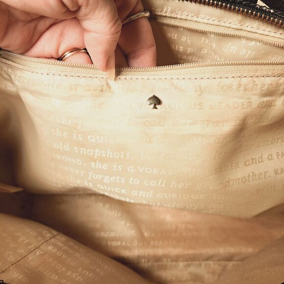 Kate Spade Francis Tote Bag allover bowtie coated canvas leather Shoulder Purse - Picture 14 of 16